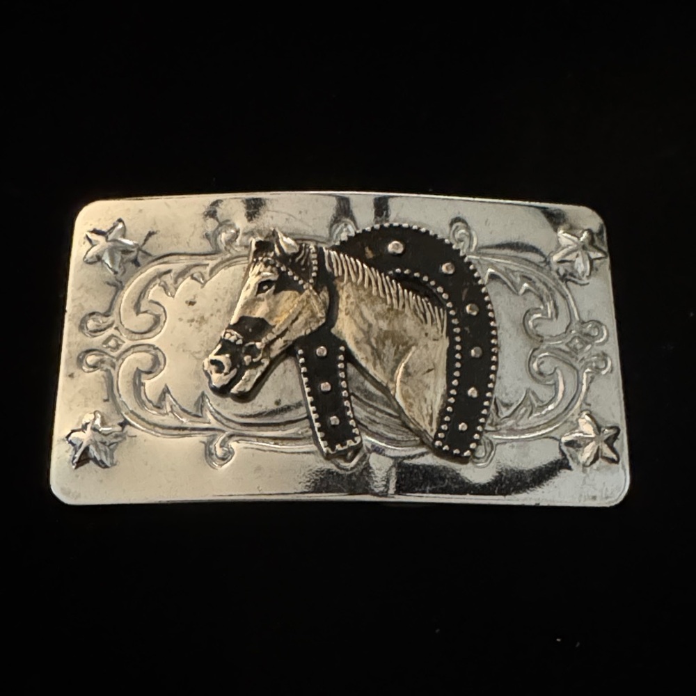 Silver Horse Motif Belt Buckle